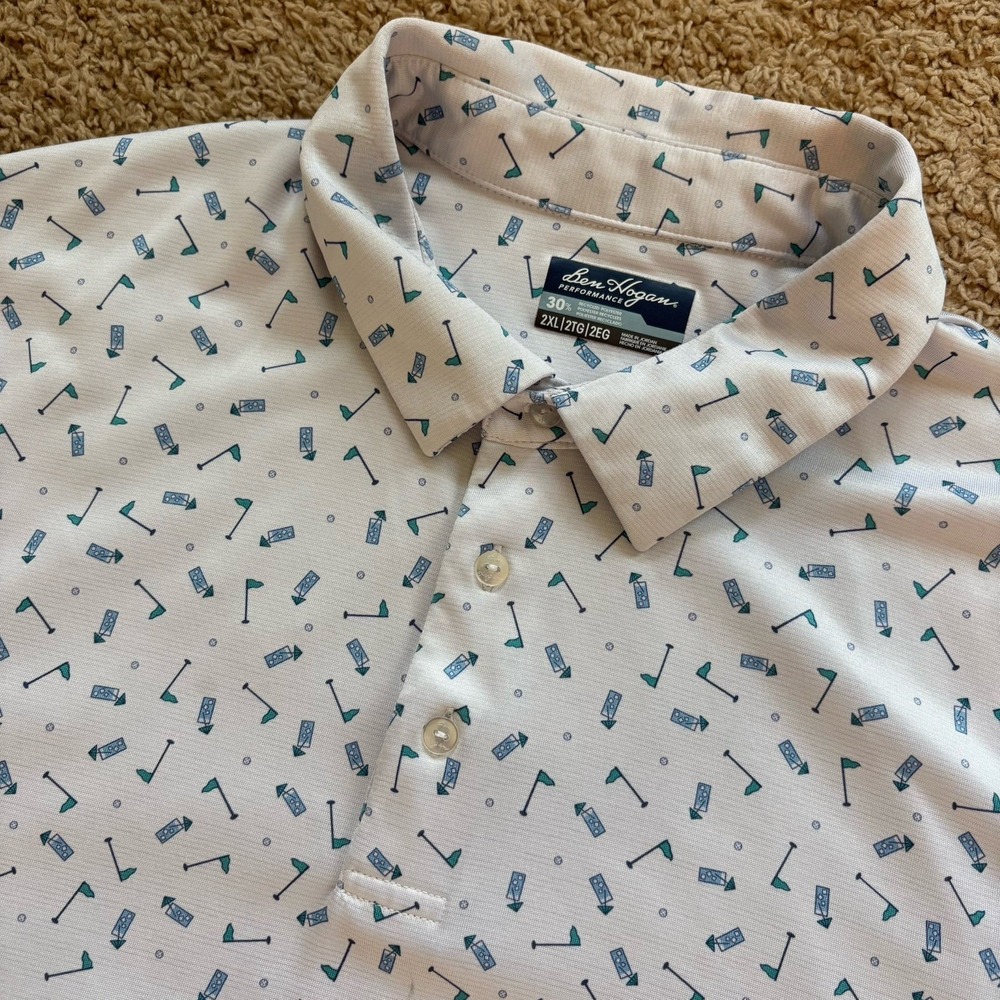 Ben Hogan Performance Golf Polo Men's Size 2XL AOP Graphic Print Golf Tee Casual